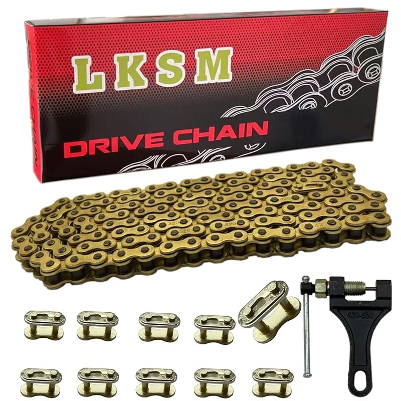 420 Gold Motorcycle Roller Chain 132 Link with Chain Breaker for 100cc