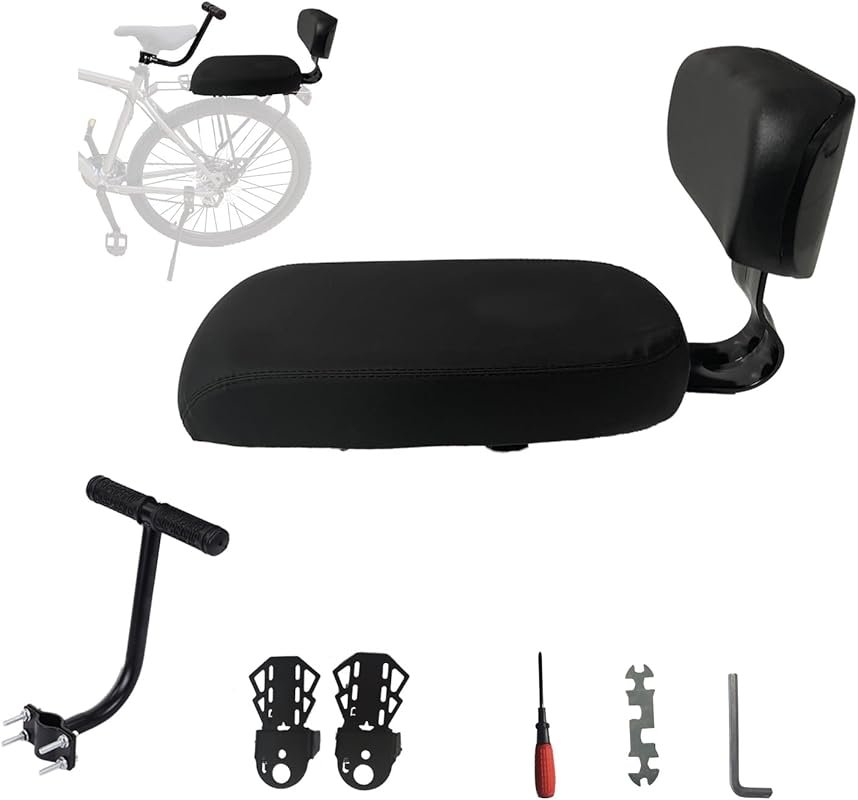 Bicycle Rear Seat with PU Leather Cushion, Backrest, Armrests & Footre