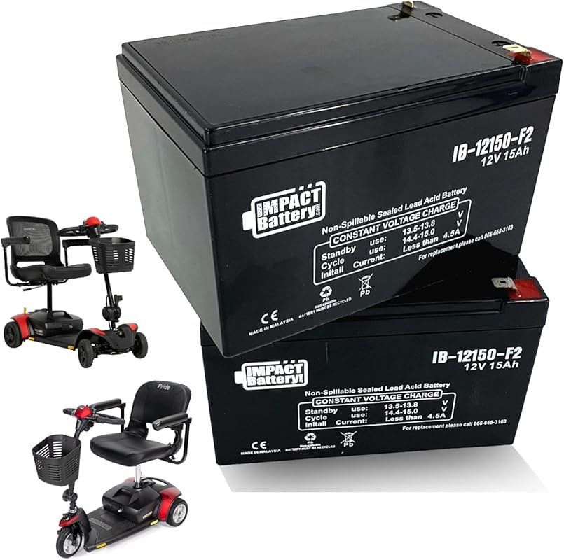2-Pack 12V 15Ah AGM Batteries for Pride Go-Go Elite Traveler Mobility 