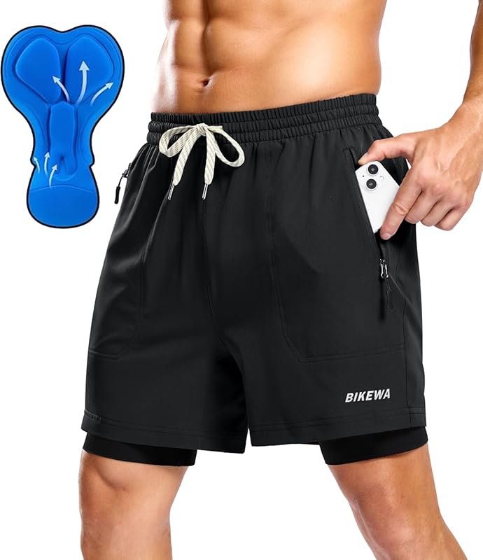 Bikewa Men's 4D Padded Mountain Bike Shorts: Loose-fit, Zipper Pockets