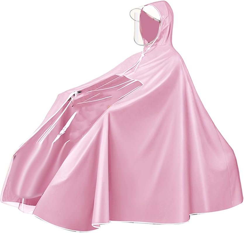 Hooded PVC Long Rain Poncho for Adults, Reusable Waterproof Full Body 