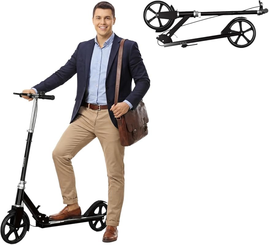 Foldable Commuter Scooter for Kids, Teens & Adults: Bell, Hand Brake, 