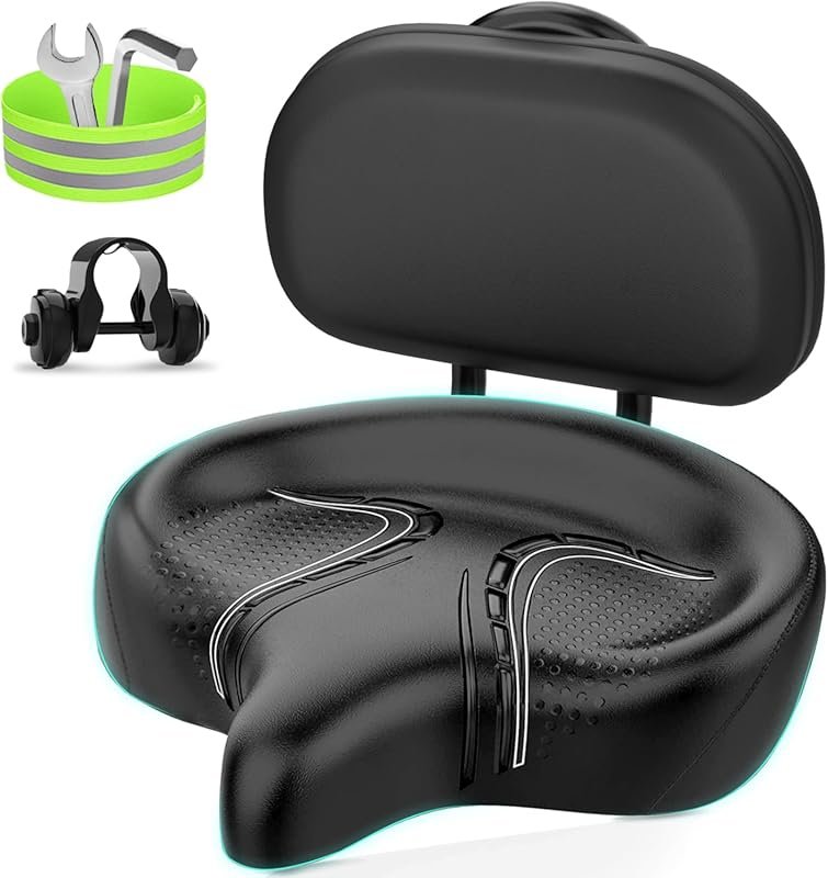 Comfortable Wide Bicycle Saddle with Backrest for Electric, Exercise &
