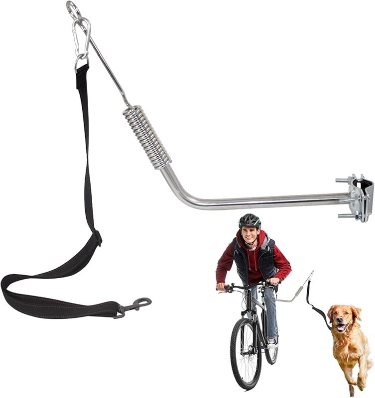 Heavy Duty Bike Dog Leash with Shock Absorber, Hands-Free, Adjustable,