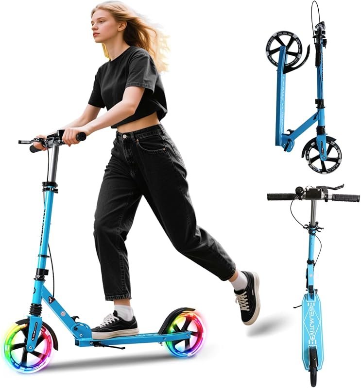 Kick Scooter for Kids Teens Adults: 8+ Ages, Front Handbrake, Rear Bra