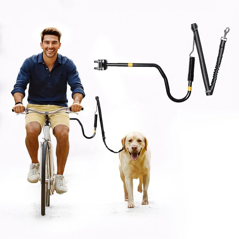 Hands-Free Dog Bike Leash with Shock Absorber, Adjustable Length, Safe