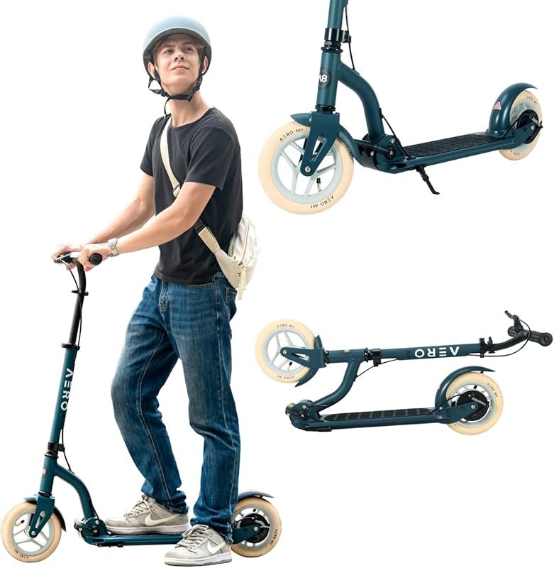 Aero Mobility Kids Scooter with Light-Up Wheels, Hand Brake & Shock Ab