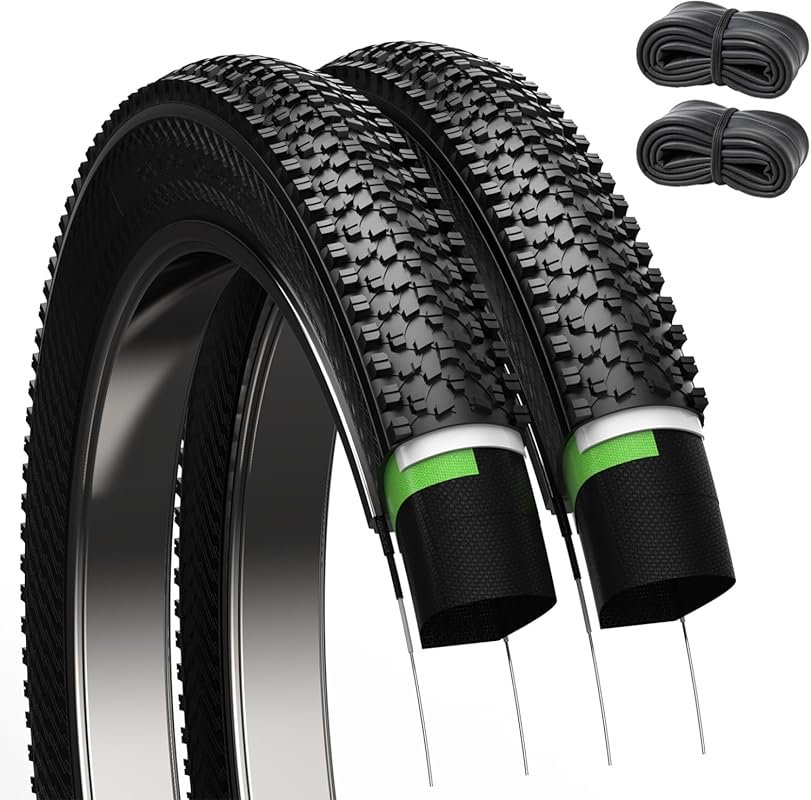 2-Pack Mountain Bike Tires 26x1.95 & Tubes: Folding Replacement for Al