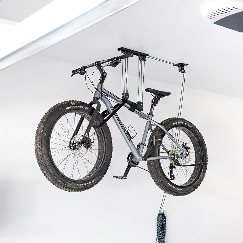 StoreYourBoard Bike Hoist: No-Slip Garage Pulley System for Road, MTB,