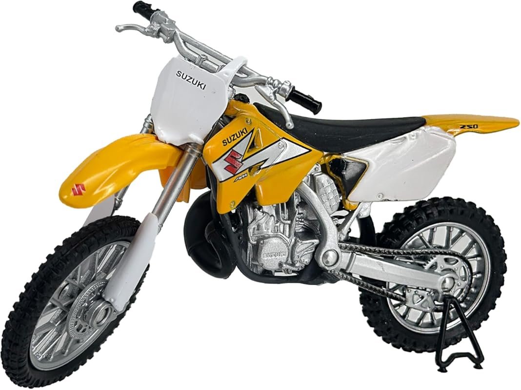 Welly 1:18 Scale Yellow Suzuki RM250 Die Cast Collectible Dirt Bike Mo