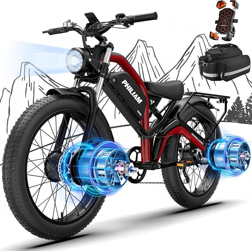 5000W Dual Motor Electric Bike with 52V Battery, 35MPH Speed, 80-100 M