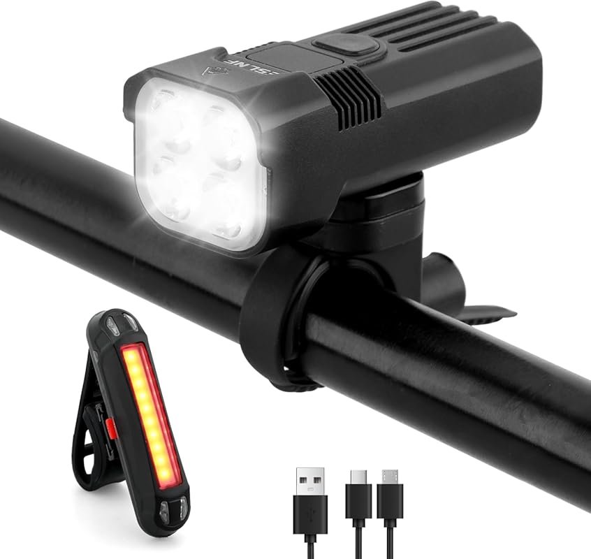 Bright 2000LM/1000LM USB-C Rechargeable Bike Headlight & Taillight for