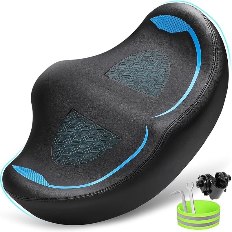 CDYWD Noseless Oversized Bike Seat: Extra Wide Padded Comfort Saddle f