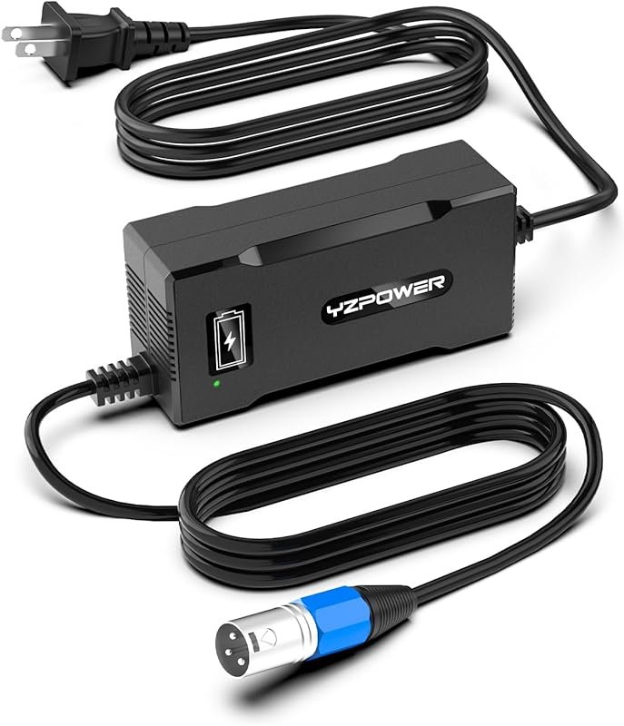YZPOWER 24V 5A Lithium Battery Charger with 3-Pin XLR for Electric Whe