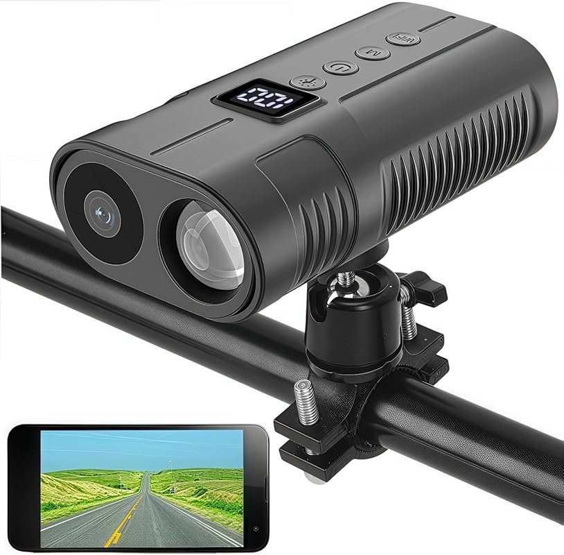 PIEPIE 1080P HD Bike Action Camera with 64GB Memory & LED Headlight