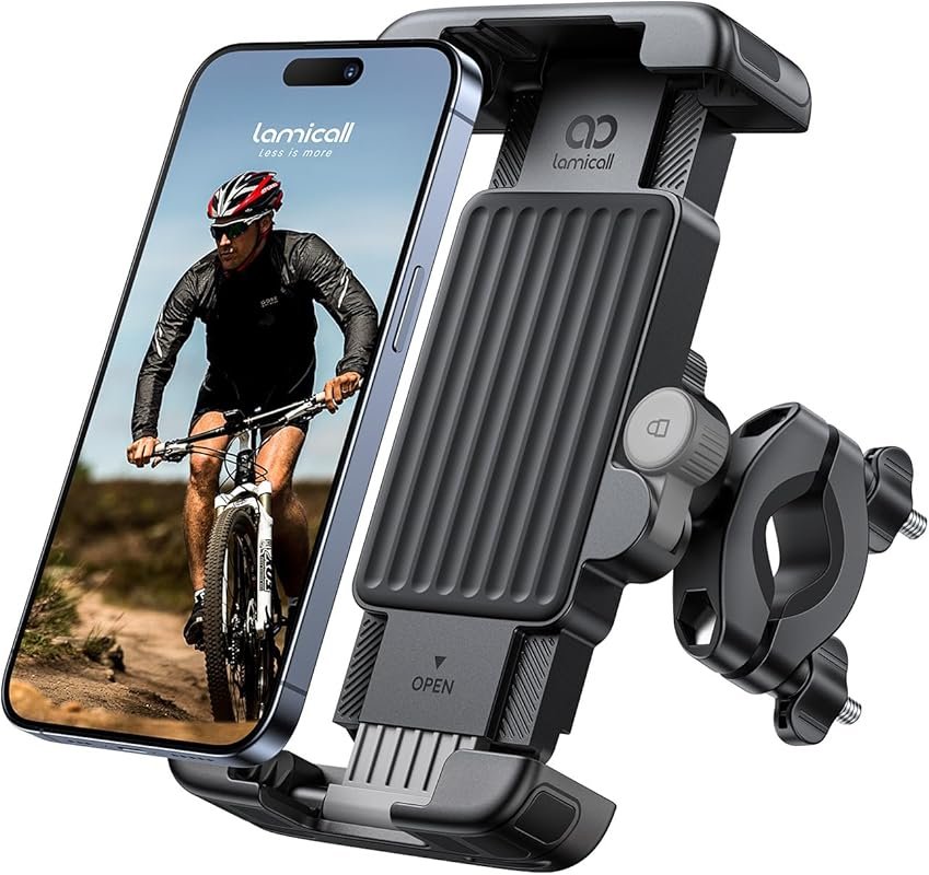 Lamicall Quick Lock Bike Motorcycle Phone Mount – 1s Secure Fit for iPhone Air, Galaxy S25/S24 Ultra, 6-7.2