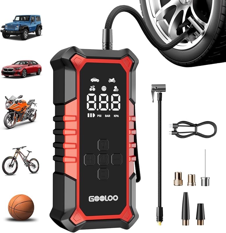 GOOLOO A6 Gear Cordless Tire Inflator 160 PSI with Digital Gauge & LED