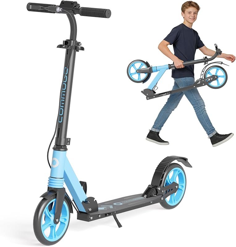 Foldable Kick Scooter with Dual Brakes for Kids 8+, Teens, Adults: Dua