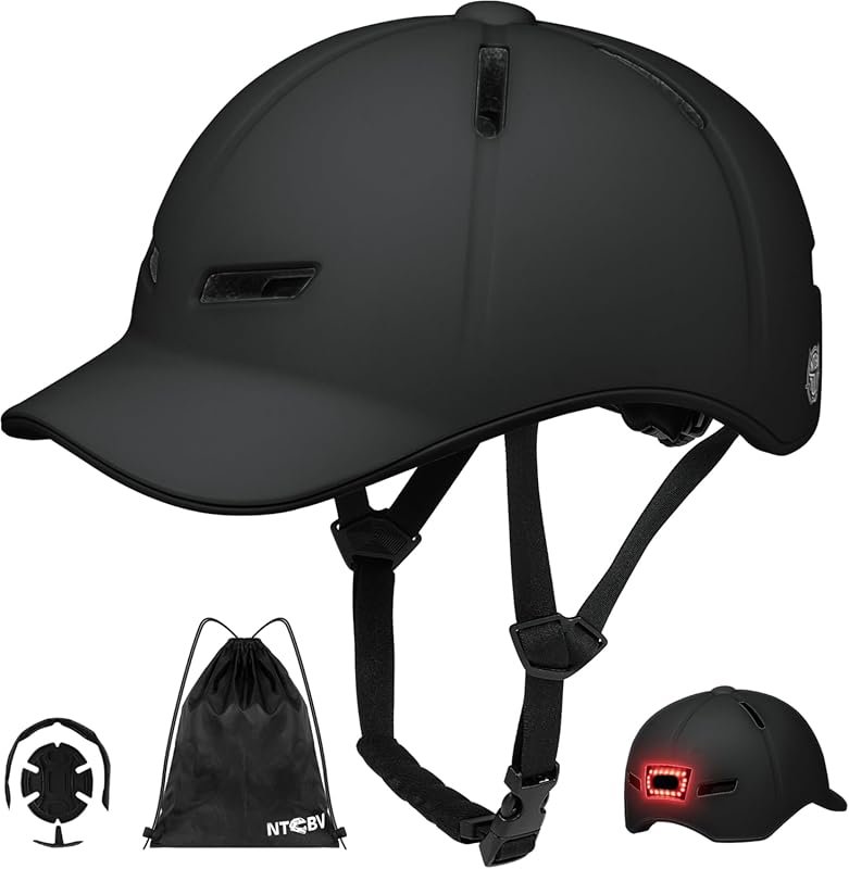 Baseball Cap Style Bike Helmet for Adults - USB Rechargeable Light, Ce