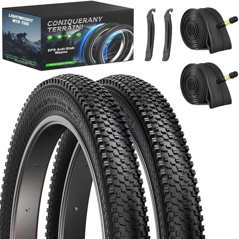 2-Pack Folding Mountain Bike Tires 20/24/26-inch with Anti-Stab Weave 