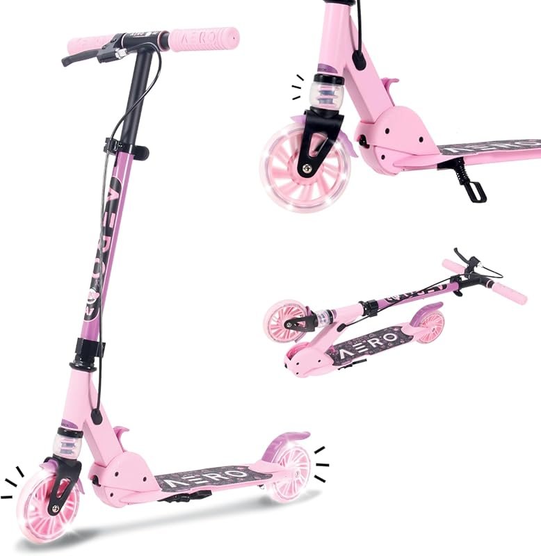 Aero Scooter for Kids 5-8, Boys & Girls: Dynamic Lights, Hand Brake, F