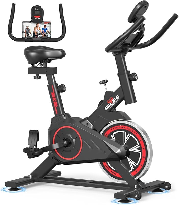 RELIFE REBUILD YOUR LIFE Indoor Exercise Bike: Silent Belt Drive, Card