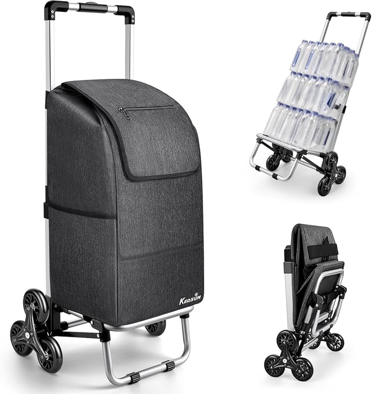 KEDSUM 2-in-1 Aluminum Stair Climbing Cart, 300 lbs Foldable Grocery C