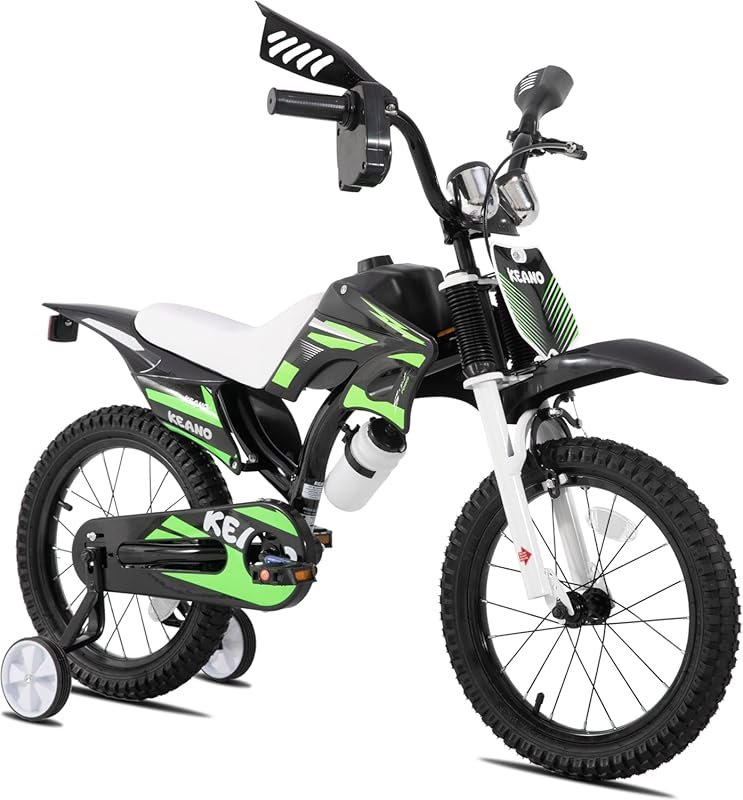 KEANO Motocross Style Kids Bike: 12 & 16 Inch Boys Girls Bikes with Tr
