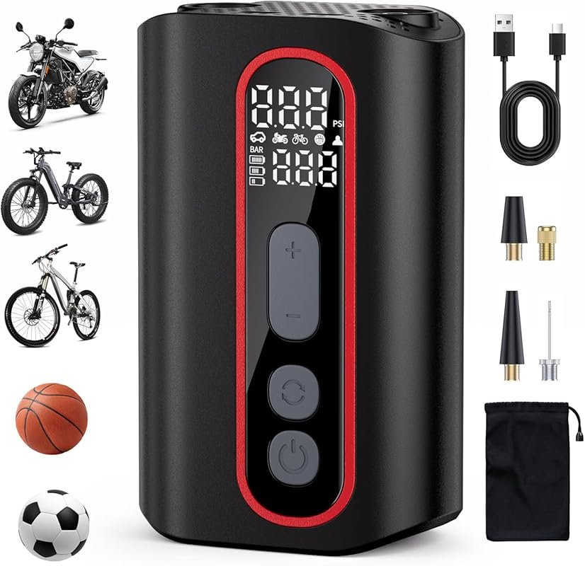 Compact 160 PSI Auto-Stop Bike Pump with Gauge & Presta Valve for All 