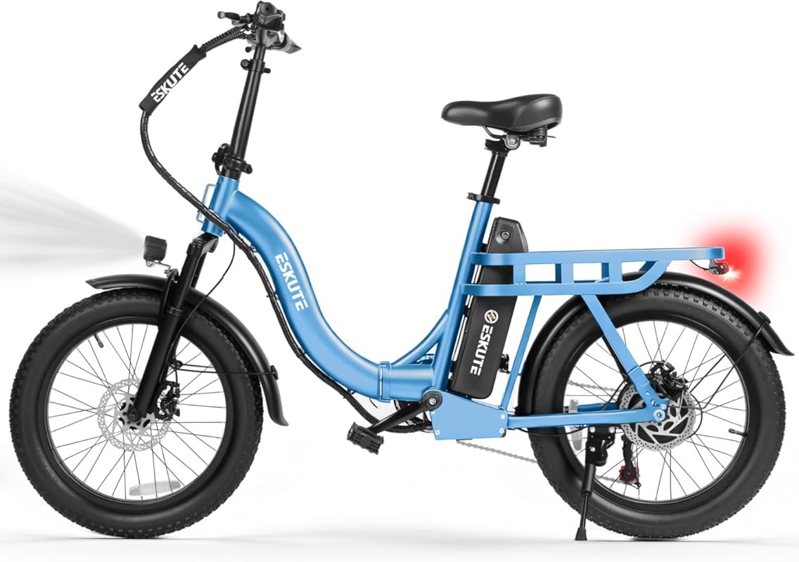 ESKUTE Folding 20x3 Fat Tire E-Bike – 1200W Motor, 48V Battery, NFC Un