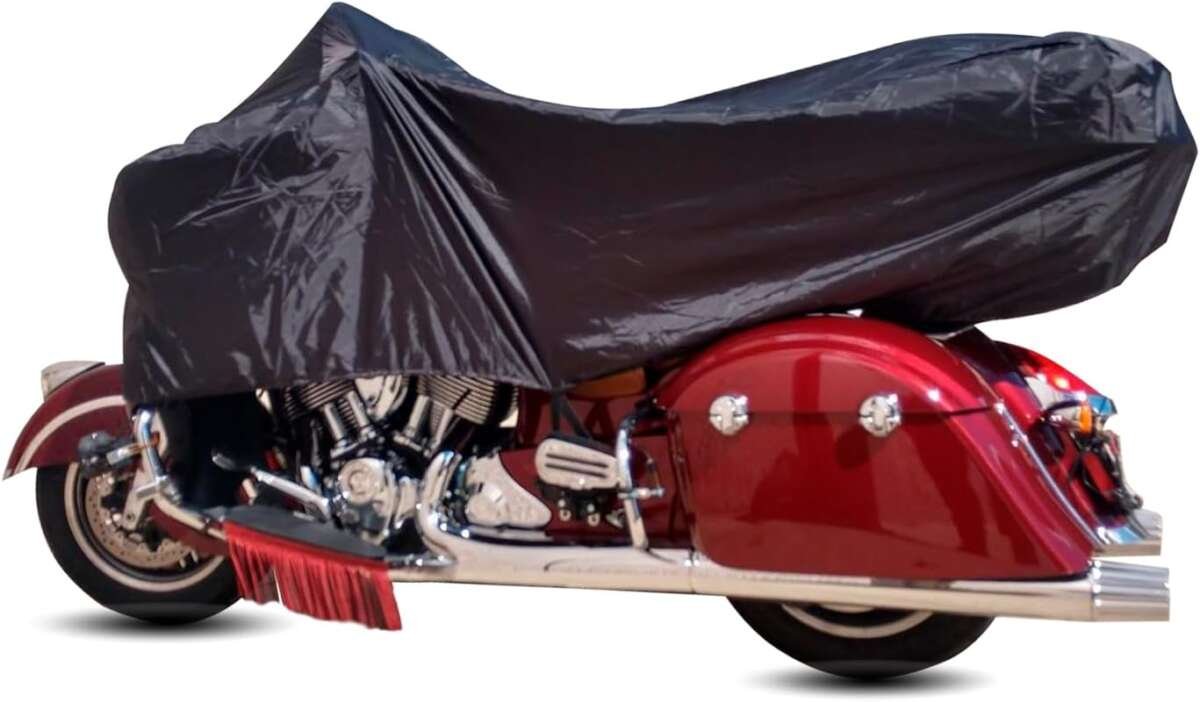 JSCARLIFE 210D Oxford Waterproof UV Resistant Semi Motorcycle Cover fo