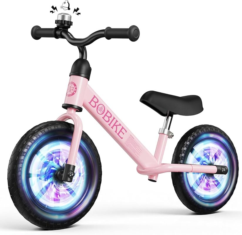 Bobike Toddler Balance Bike for Ages 2-5 with Lighting Wheels, Adjusta