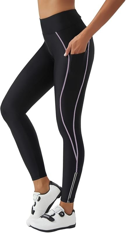 Women's 3D Padded Compression Cycling Tights with Wide Waistband for L