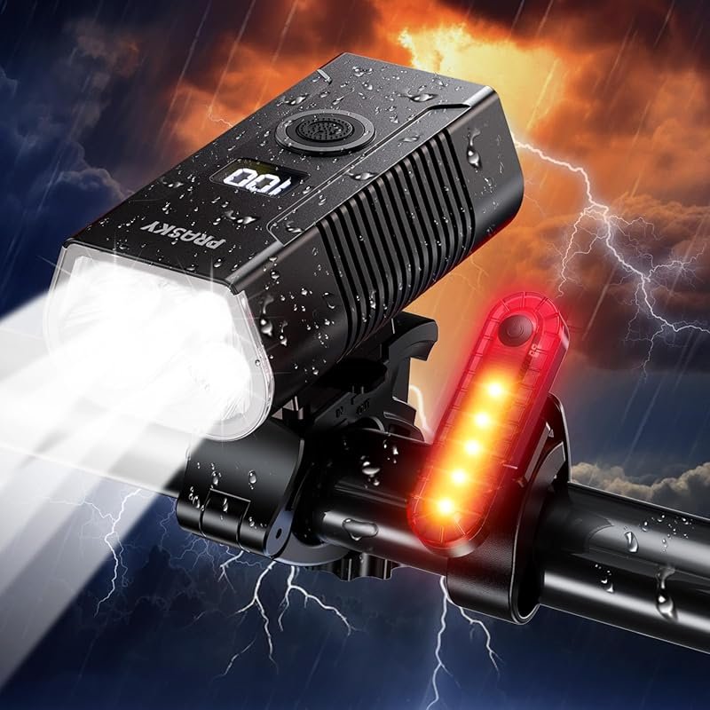 USB Rechargeable LED Bike Headlight with 6+4 Modes, Waterproof Aluminu