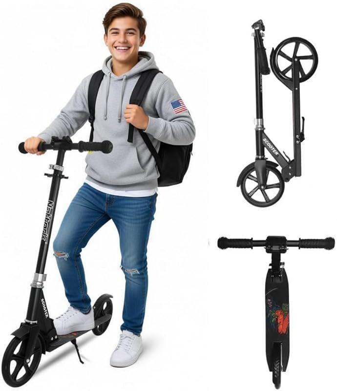 Nattork Kick Scooter: Adjustable, Folding, Big Wheels, Anti-Shock Susp