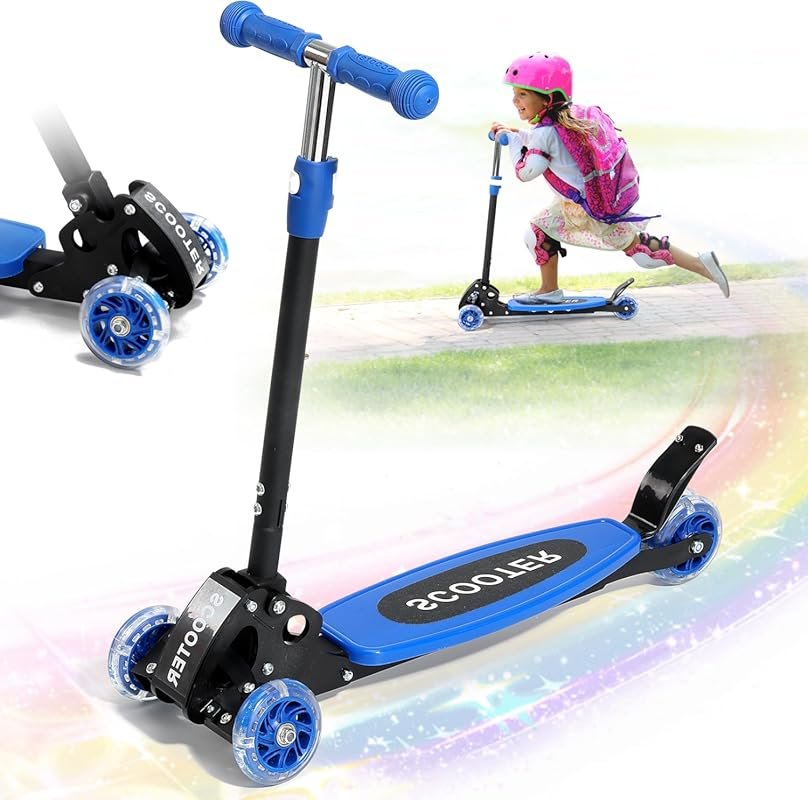 3-Wheel Kick Scooter for Kids Ages 3-7: Foldable, Light-Up Wheels, Lea