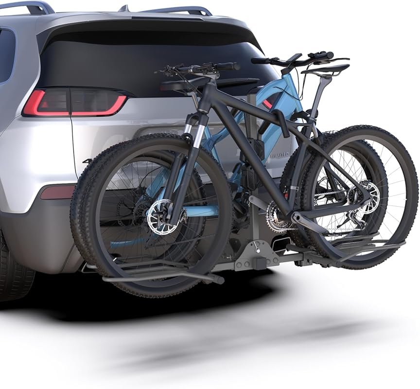 2-Bike Hitch Rack Mount: 160 Lbs Platform Carrier, Smart Tilting, Easy