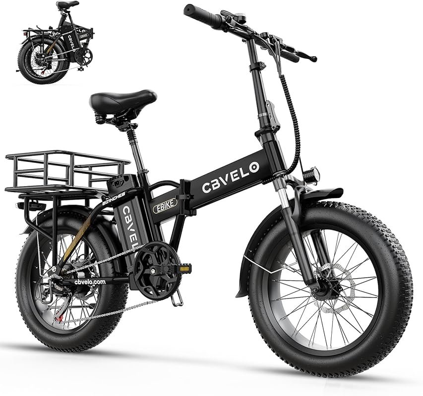 CBVELO 1000W Folding Electric Bike with 48V/20AH Battery, 80 Miles Ran