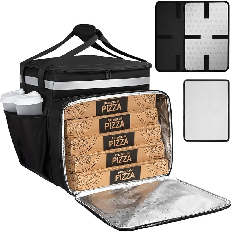 Expandable Food Delivery Backpack with Insulation, Reflective Strips &