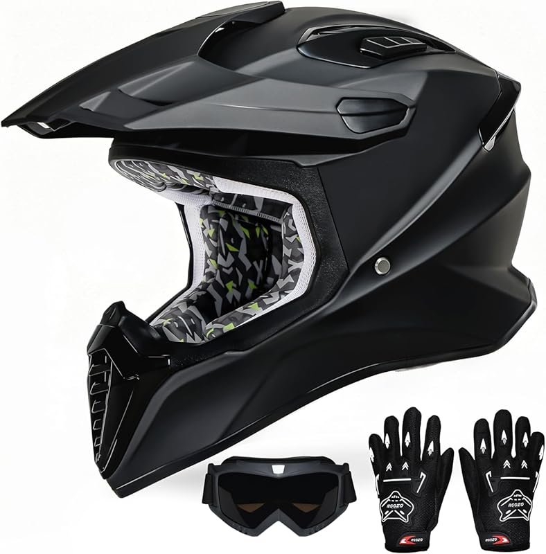 Youth Full Face Motocross Helmet with Goggles & Gloves – DOT Approved 