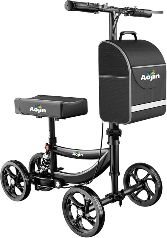Aojin All Terrain Foldable Knee Scooter for Adults: 300lbs Capacity, F