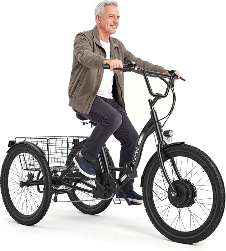 ANCHEER Electric Folding Bike with Pedal Assist and Throttle for Adult