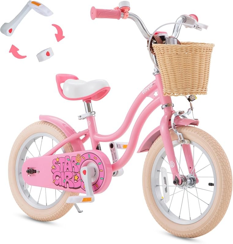 RoyalBaby Stargirl Girls Bike with Basket and Dual Handbrake for Toddl