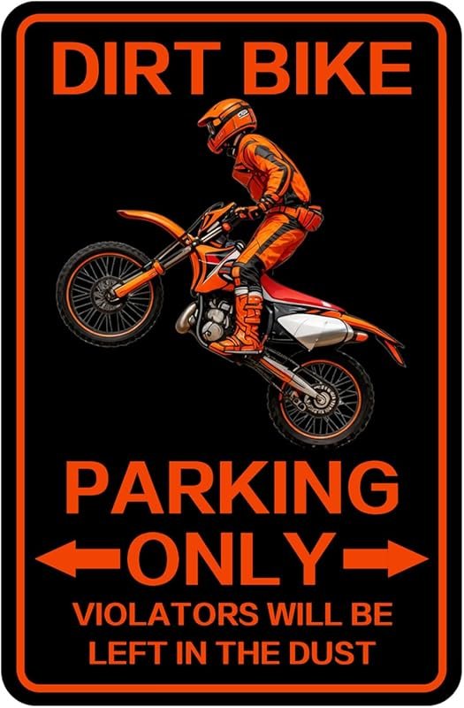 Dirty Bike Parking Only Vintage Metal Sign for Garage & Man Cave