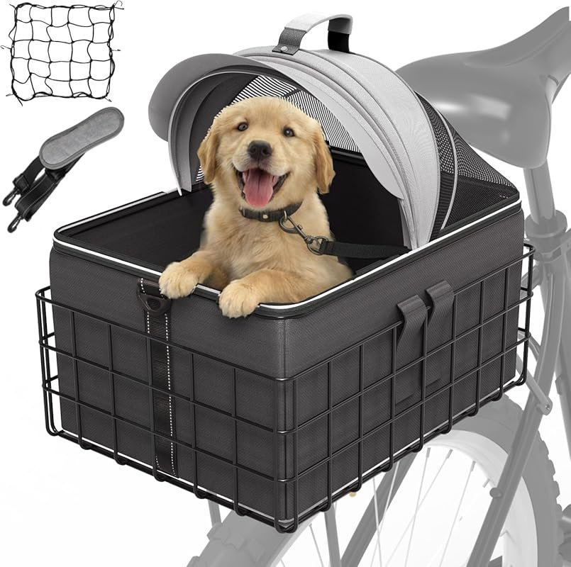 YEEGO DIRECT Dog Basket Carrier for Bicycle, Detachable 2-in-1 Pet Hol