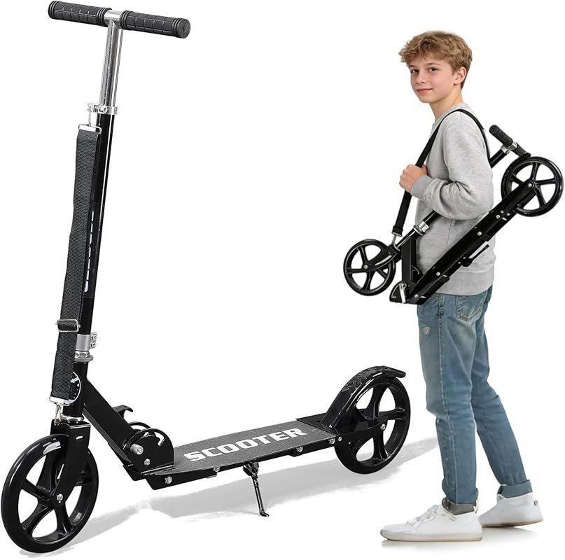 Heavy Duty Foldable Kick Scooter for Kids, Teens, Adults: Large Deck, 