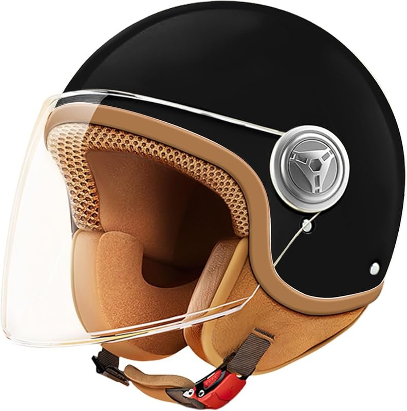 DOT Approved 3/4 Open Face Motorcycle Helmet for Kids: Retro Vintage,