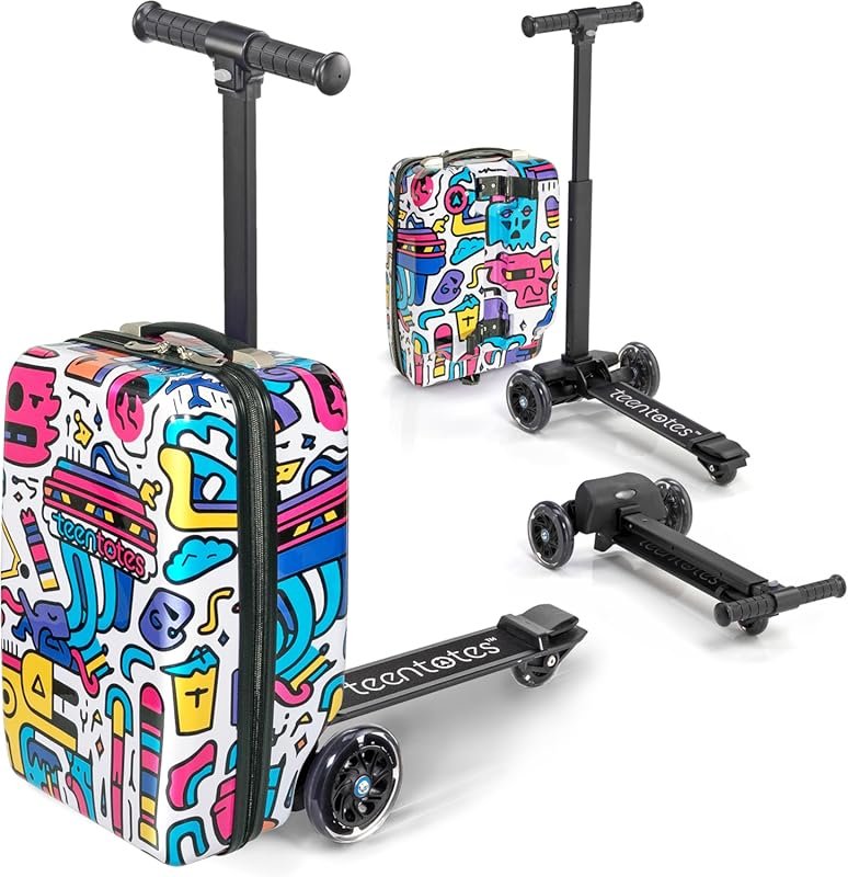 Teen Totes 4-in-1 Kids' Detachable Scooter Luggage - Ride-On Suitcase,