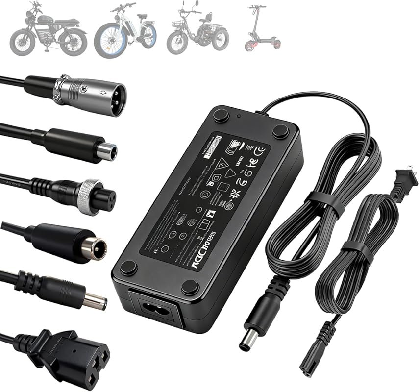 54.6V 3A Fast E-Scooter & Ebike Charger: Universal 7-in-1 for 48V Lith