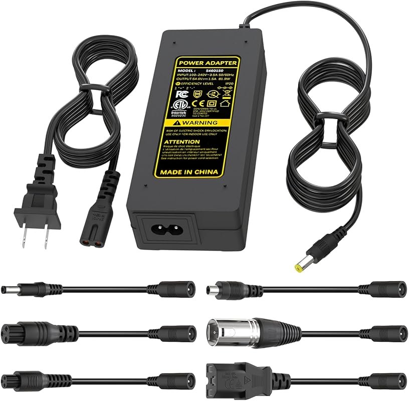 ETL Certified 54.6V 1.5A E-Bike Charger: 7-in-1 Universal Hoverboard C